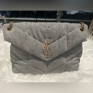 SAINT LAURENT Medium Loulou Quilted Denim Bag